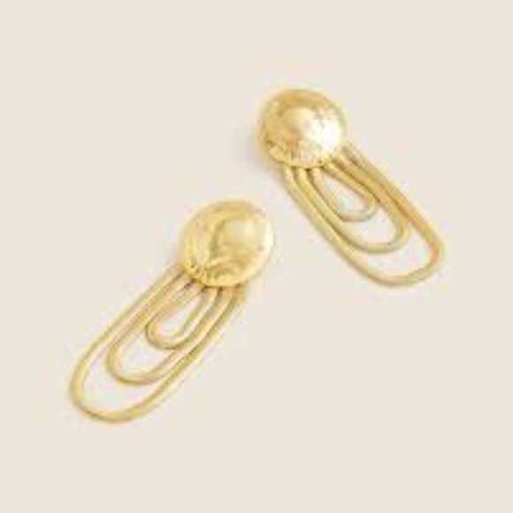 J. Crew Gold Coin Chain Drop Earrings/NWT - Picture 3 of 10